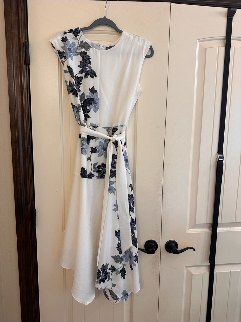 Vince Camuto White Dress with Black and Gray Floral Print